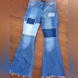 Hollister Blue Patchwork Flare Jeans